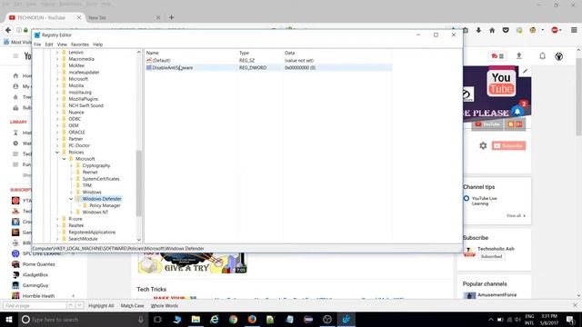 How to Enable and Disable Windows Defender From Regedit - Working 2017 | Windows 10 смотреть онлайн