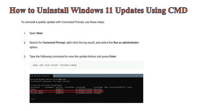 how to uninstall windows updates using command prompt смотреть онлайн