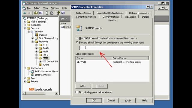 How to change the SMTP (Smarthost) server settings in MS Exchange 2003 to use MXTools смотреть онлайн