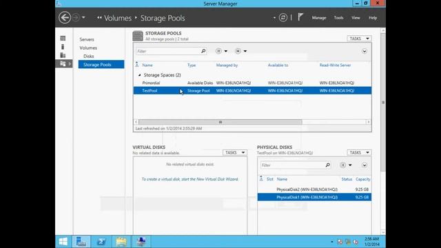 Windows Server 2012 R2 - Create Storage Pools - VDisks - Volumes смотреть онлайн