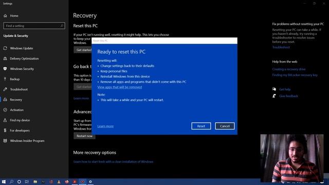 Formatting/Reset Windows 10 PC смотреть онлайн