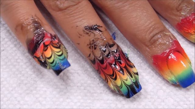 Fan Choice Friday | Scarlet Macaw Inspired | Water Marble March 2016 #9 | DIY Nail Art Tutorial смотреть онлайн