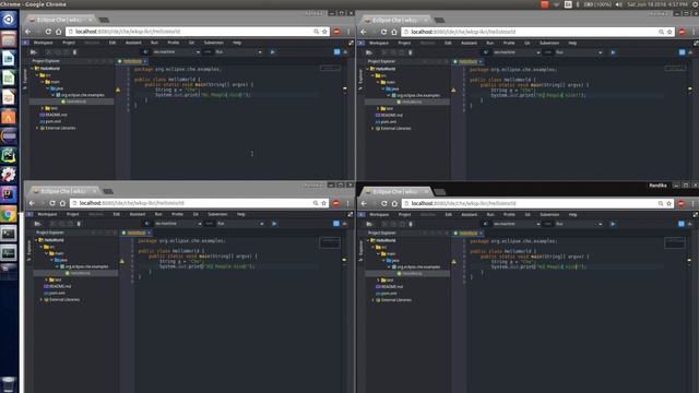 Pair-programming on Eclipse Che with four windows смотреть онлайн