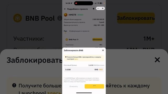 Launchpad HMSTR на Binance | стейкинг BNB на 3 дня для получения монет Хомяка смотреть онлайн