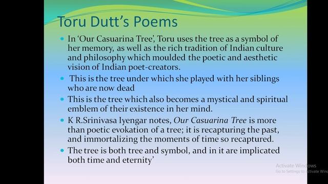 Toru Dutt's Poetry & her poems Our Casuarina Tree & Sita смотреть онлайн