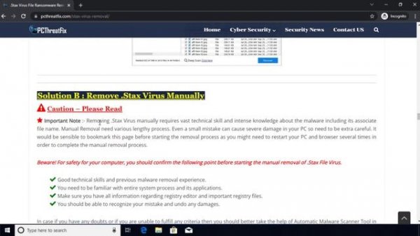 Stax File Virus Rasomware [.Stax] Removal and Decrypt .Stax Files