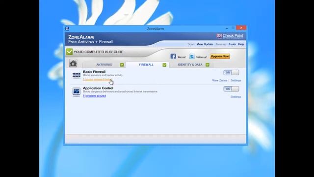 ZoneAlarm Antivirus with Firewall v.11 2013 Free review on Windows8 смотреть онлайн