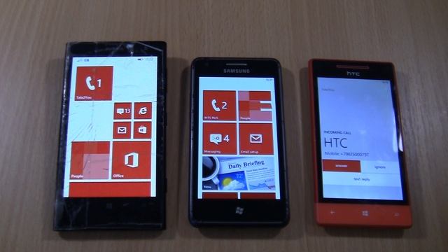 Triple Windows Phone Samsung+HTC+lumia incoming call at the Same Time смотреть онлайн
