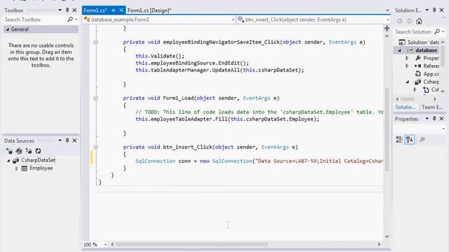 Insert Query and delete data from database through binding navigator in C# смотреть онлайн