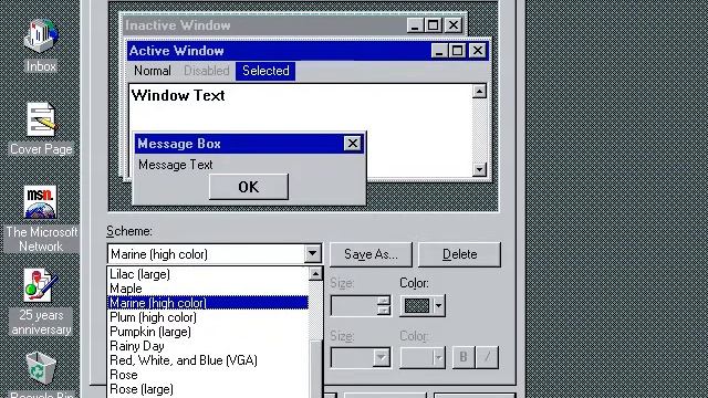 Windows 95 - Color schemes смотреть онлайн