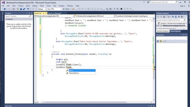 C# Programlama (Windows Form Application - ListBox - Örnek Program ) смотреть онлайн