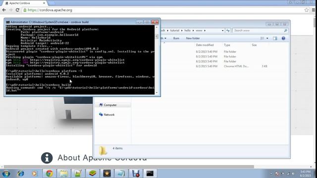 Creating HelloWorld application using Cordova смотреть онлайн