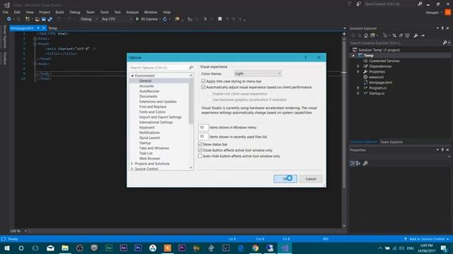 Change Color Theme in Visual Studio 2017 смотреть онлайн