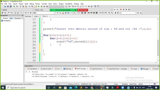 Matrix Addition in C | C programming | Code Block смотреть онлайн
