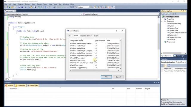C# and Visual Studio 2010 Add reference to Windows Media Player to play MP3 смотреть онлайн