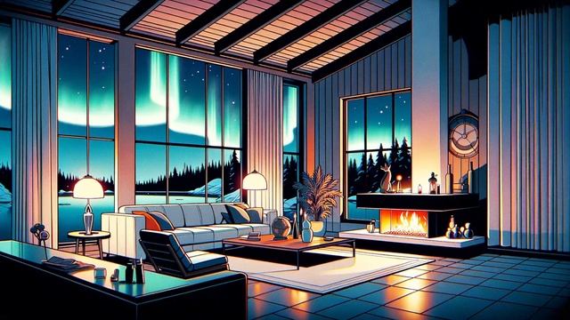 Pomodoro Timer - Study with Me | Relaxing quiet piano music Aurora Borealis from a Scandinavian Hom смотреть онлайн