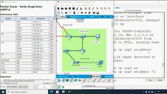 2.6.6 Packet Tracer - Verify Single-Area OSPFv2 смотреть онлайн
