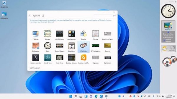 Using 8GadgetPack on Windows 11