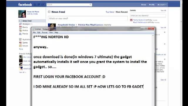 FB(facebook) gadget for Windows 7 / Vista tutorial :) смотреть онлайн