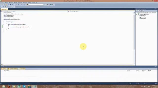 Cour 3 XNA application console "Hello World" programation en c# en français смотреть онлайн