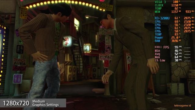 Yakuza 0 | AMD Ryzen 3 3200U Vega 3 | Gameplay Benchmark смотреть онлайн