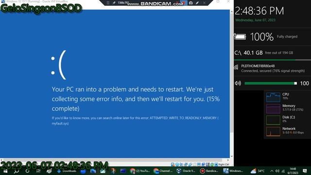 Ahhh meme has BSOD VM (Windows 10 1511) смотреть онлайн