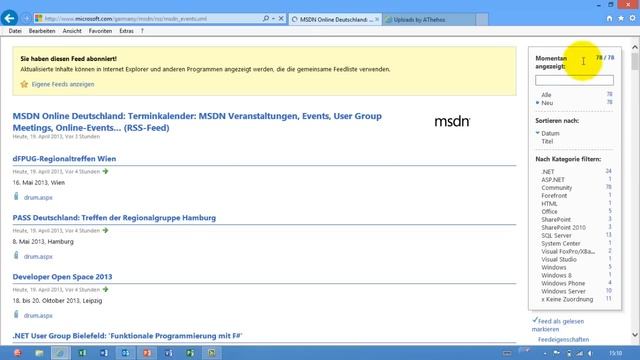 Outlook - RSS-Feeds abonnieren - RSS mit Internet Explorer abgleichen смотреть онлайн