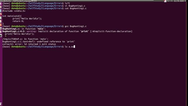 C | Bug Hunting Warning Implicit Declaration of Function, collect2: error: ld returned 1 exit statu смотреть онлайн