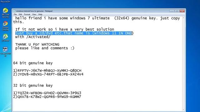 very simple windows 7 64bit & 32bit genuine key.TariqN YouTube 720p смотреть онлайн