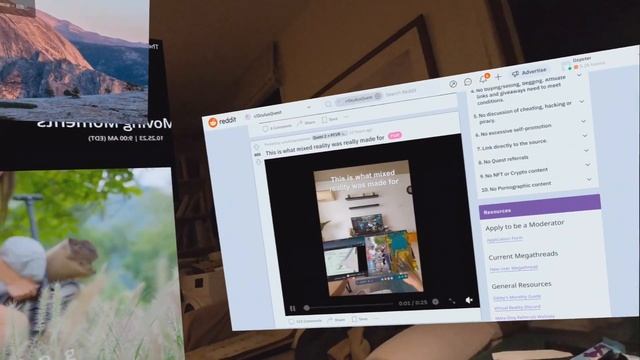 Quest 3 : Reality Browser : Multiple AR browser screens in passthrough in my back room смотреть онлайн