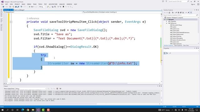 StreamReader and StreamWriter in C Sharp Windows form application. create Notepad in C#. смотреть онлайн
