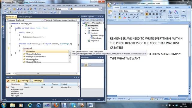 C# Visual Studio 2010 tutorial #2 creating a message box смотреть онлайн