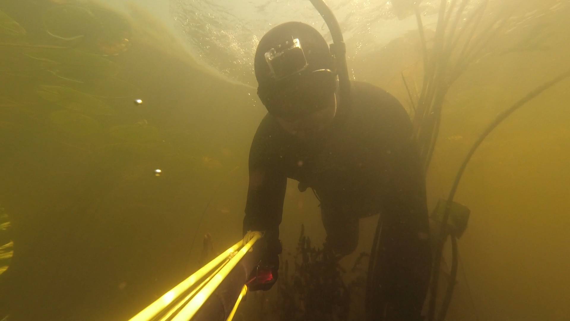 Подводная охота с арбалетом в очень интересном месте смотреть онлайн