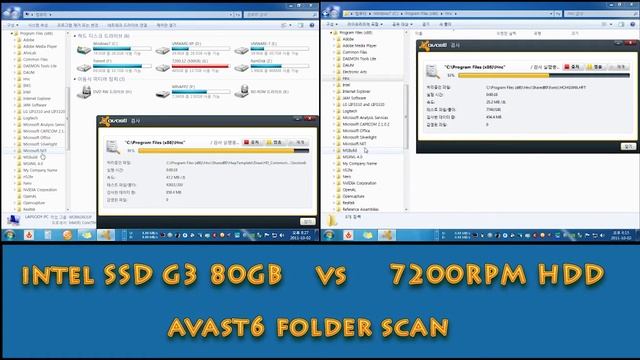 INTEL SSD vs 7200RPM HDD -AVAST6 folder scan- смотреть онлайн