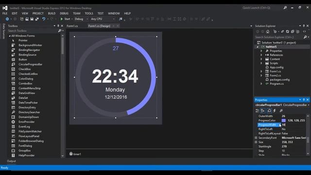 Visual Studio 2012, 2013, 2015 C# Flat Clock смотреть онлайн