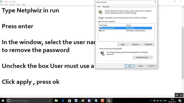 Netplwiz command : Disable password in Windows 10 смотреть онлайн