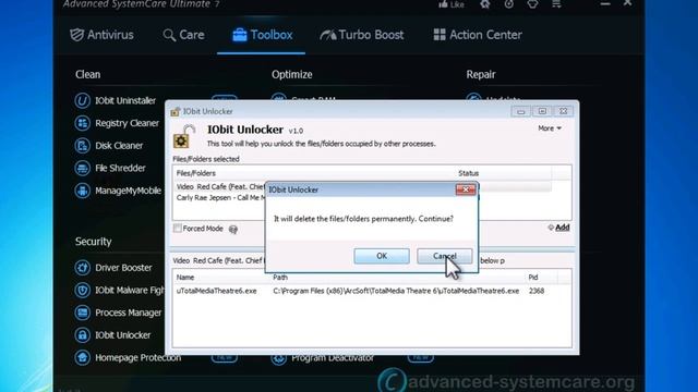 Advanced SystemCare Pro/Ultimate 7 - IObit Unlocker for "Cannot Delete" Problems on Windows смотреть онлайн