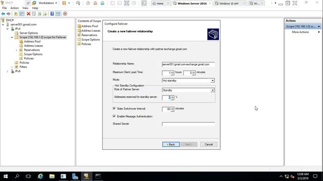 How to configure DHCP Failover on WIndows server 2016 in Hindi смотреть онлайн