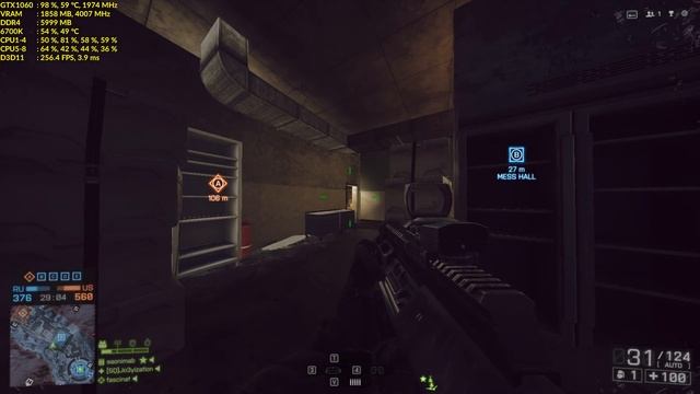 Battlefield 4 - 2017 NEW UI TEST + TDM Match - GTX 1060 + i7-6700k Frame Rate CPU, GPU Usage Overla смотреть онлайн