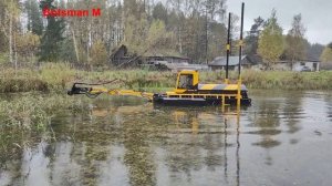 Земснаряд, плавающий экскаватор,Botsman M, испытания,углубление,водоем,amphibious excavator, mining