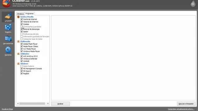 Ccleaner limpiador de archivos temporales en Windows 8 смотреть онлайн