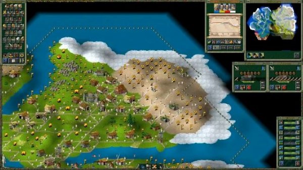 Settlers 2 Multiplayer on 3 maps (2 Human vs 2 AI)