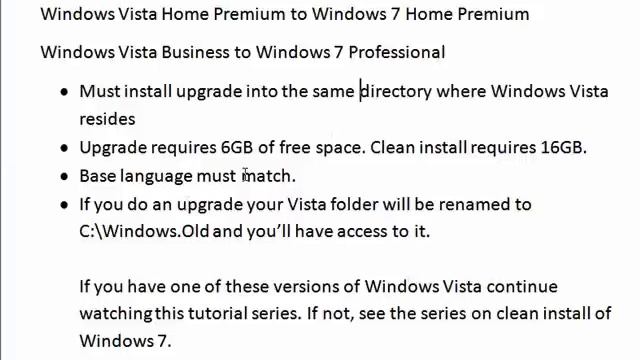 Upgrading Windows Vista to Windows 7 - An overview смотреть онлайн