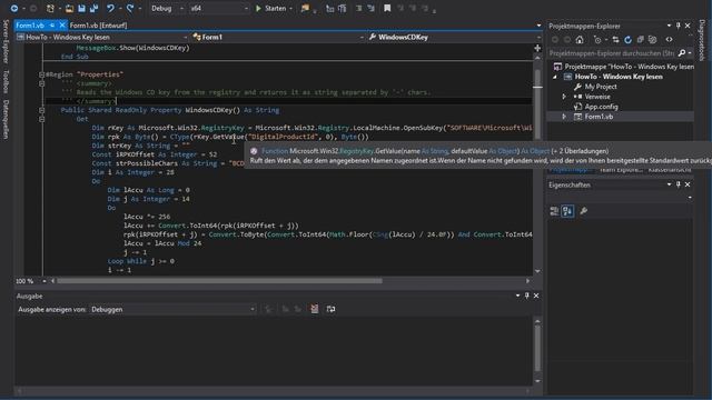 VB.NET Windows CD Key auslesen [HowTo #060] смотреть онлайн