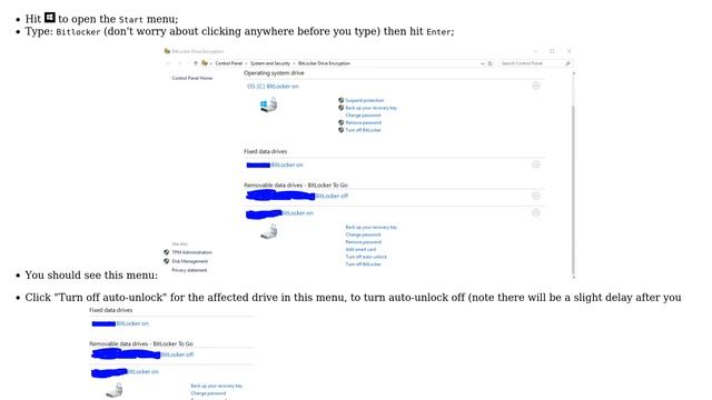 Windows 10 reports "The drive protected by Bitlocker is already unlocked" but does not allow... смотреть онлайн