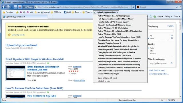 Self-Updating RSS Feeds in Internet Explorer 8 смотреть онлайн