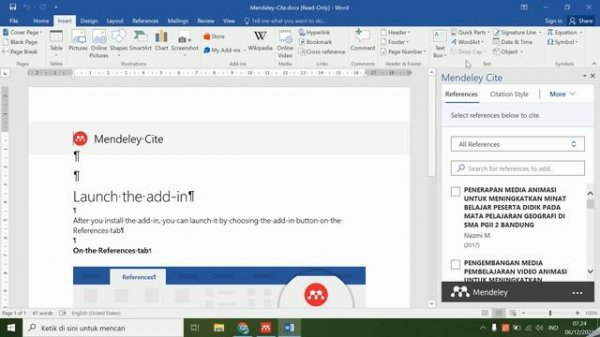 Install Mendeley Cite Pada Ms. Word 2016