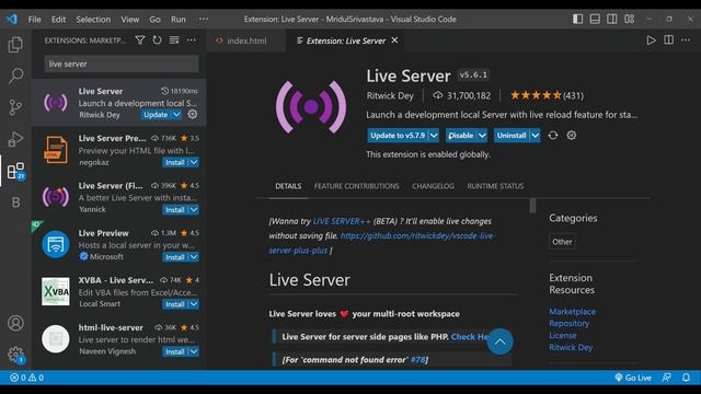 How to Download & Install Live Server in VS Code | Visual Studio Code | Hindi | Setup Live Server | смотреть онлайн