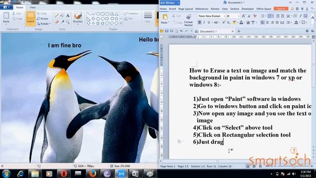 How to Erase text on image & match background color in paint смотреть онлайн