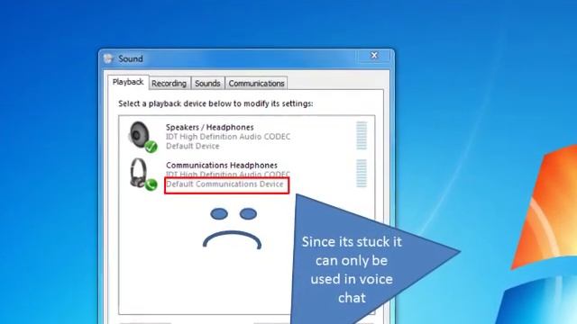 How to fix your headphones when they are stuck on "Default Communications Device" on Windows 7 смотреть онлайн